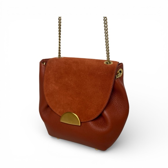 Polène Crossbody in Textured and Suede Terracotta Leather - Picture 7 of 9